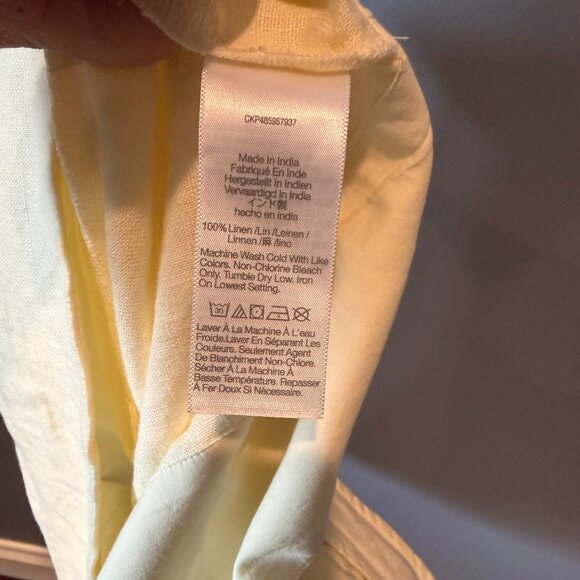 NWOT MADEWELL Mini Dress Size 4 Pale Yellow 100% Linen Cross Back A-Line - Picture 5 of 5